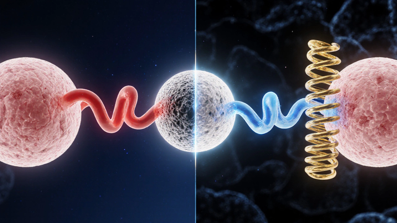3D illustration of Cagrilintide linking GLP‑1 and GIP receptors.